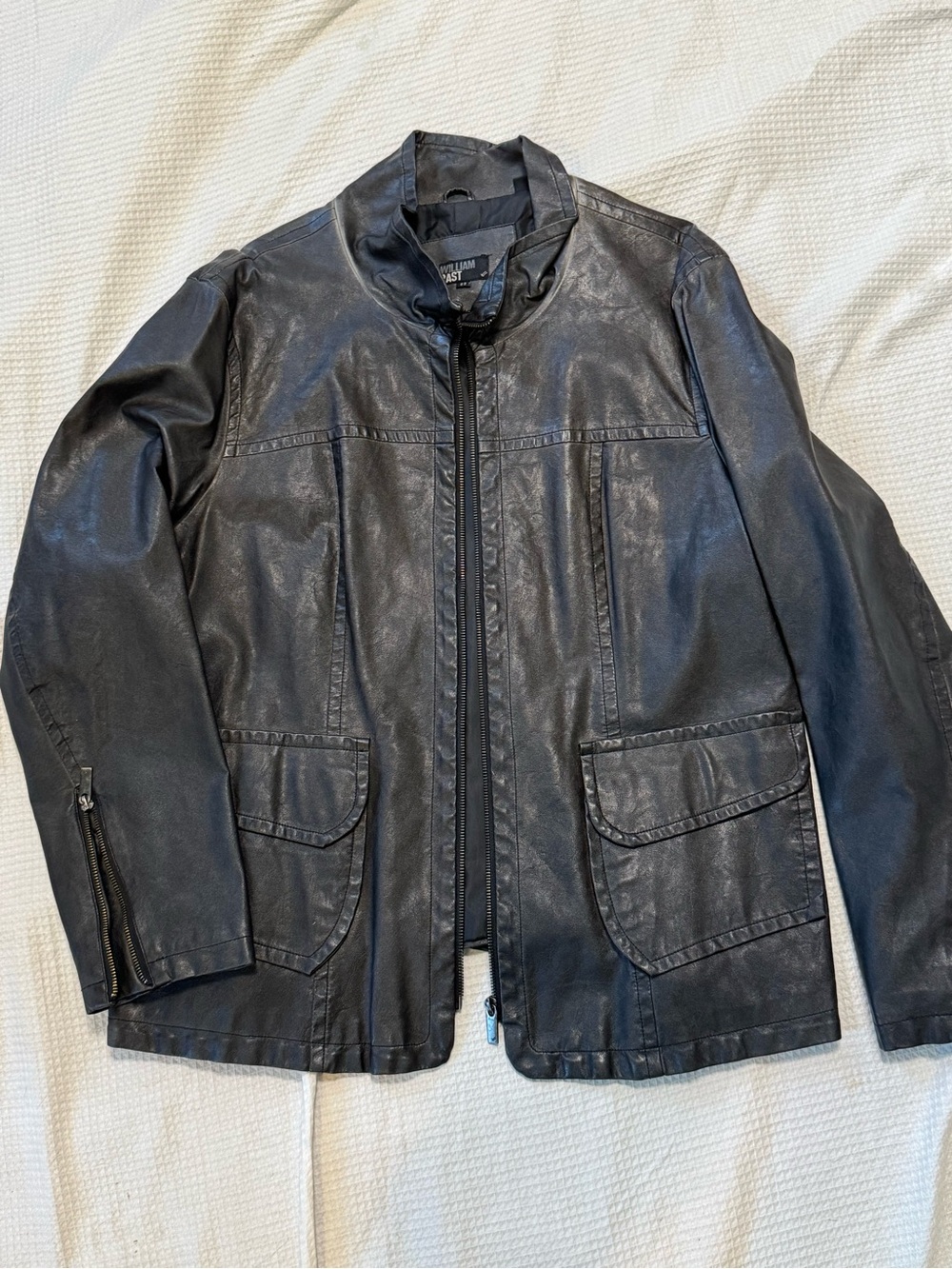 William Rast Black Men's Faux Leather Bomber Jacket